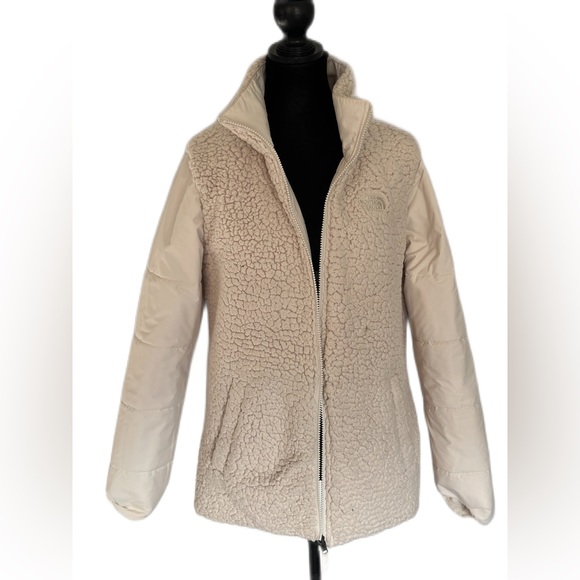 North face tan/white double sided jacket size M - Picture 1 of 4